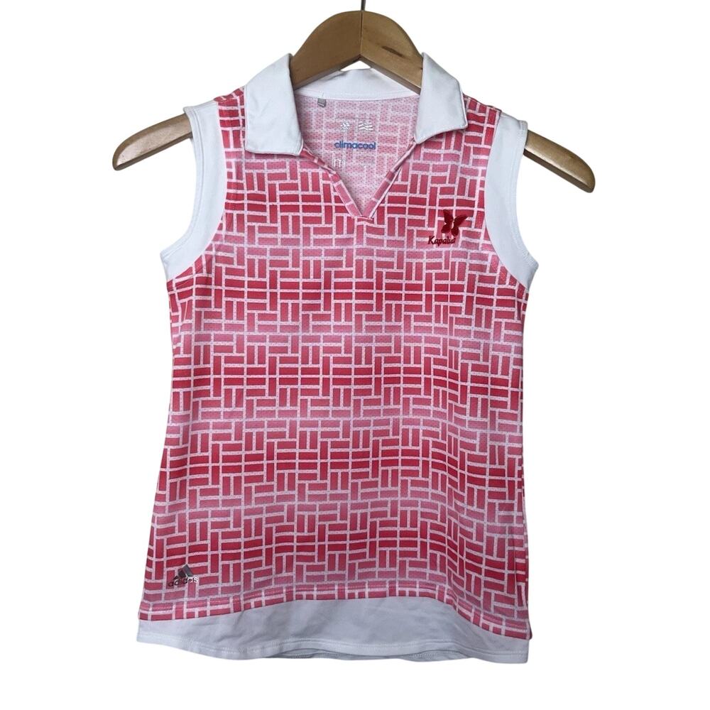 ADIDAS Girlβs Kapalua Sleeveless Climacool Top Pink Red Golf Tennis Medium